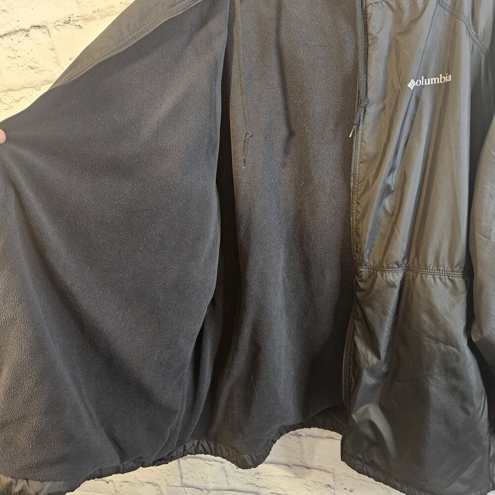 Columbia Womens Black Windbreaker Fleece Lined Hooded Jacket Black Zip 3X - Picture 4 of 7